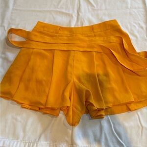 Sunday Best Bright Orange Pleated Skort with Waist Tie